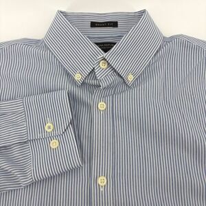 Banana Republic Grant Fit Mens Blue Pinstripe 120s Supima Cotton Shirt Size M